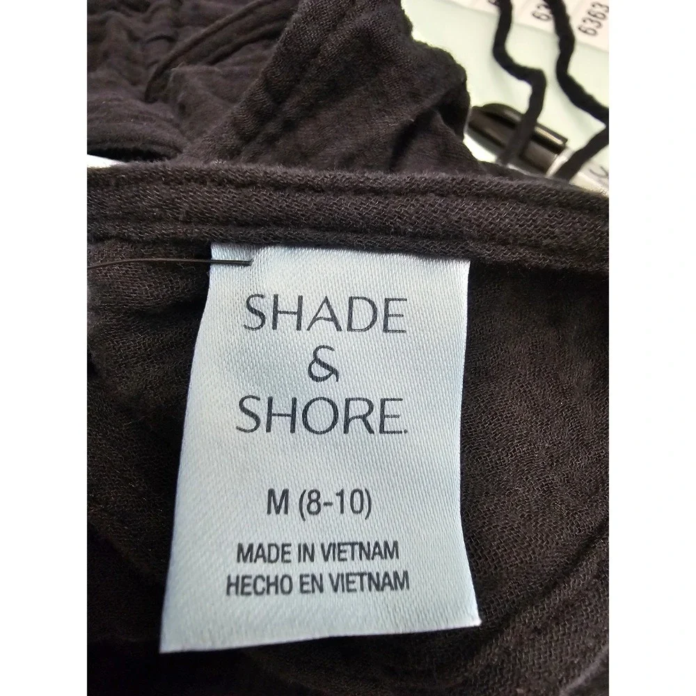 Shade & Shore Womens Gauze Swim Cover-Up Dress Black Cotton Relaxed Size Medium